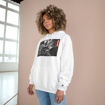 Again - Anime Inspired Champion Hoodie - Minimalist Manga Fighting Art - Unbothered Strength Design