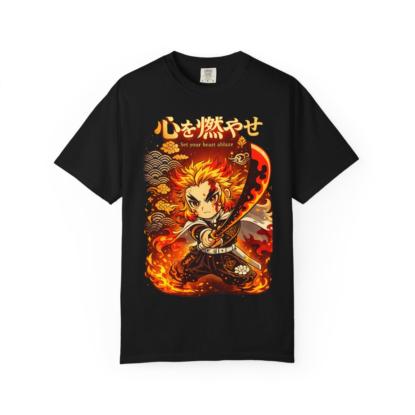 Anime Flame Warrior T-Shirt — 'Set Your Heart Ablaze' Graphic Tee