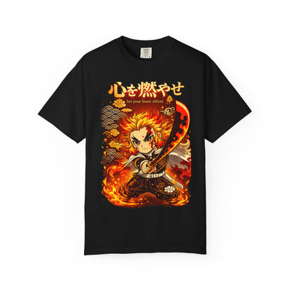 Anime Flame Warrior T-Shirt — 'Set Your Heart Ablaze' Graphic Tee