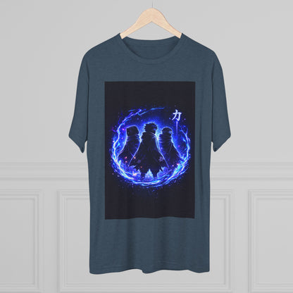 Anime Silhouette Crew Tee — Blue Flame Shinobi Design