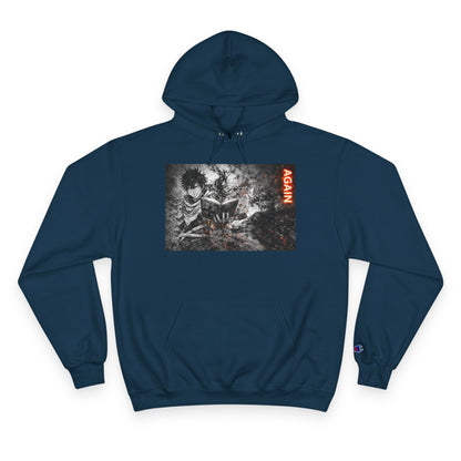 Again - Anime Inspired Champion Hoodie - Minimalist Manga Fighting Art - Unbothered Strength Design