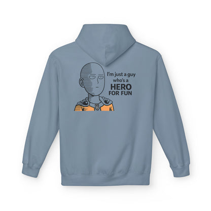 Hero Emblem Hoodie — Chibi Hero Mid-Punch Minimalist Anime Design