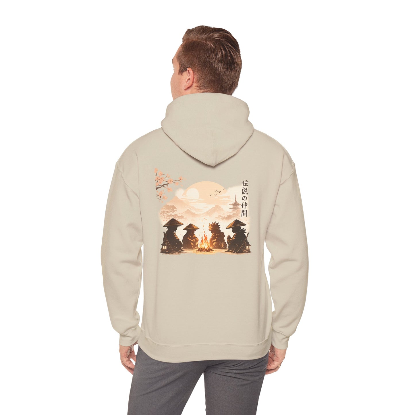 Hoodie | Samurai Campfire Illustration Japanese Kanji Backprint