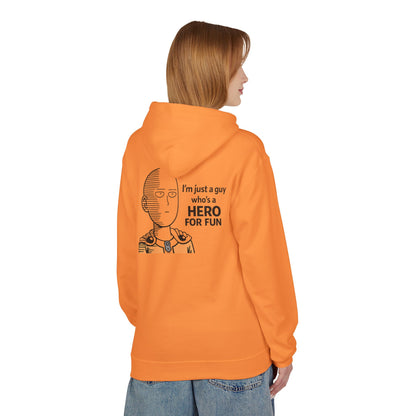 Hero Emblem Hoodie — Chibi Hero Mid-Punch Minimalist Anime Design