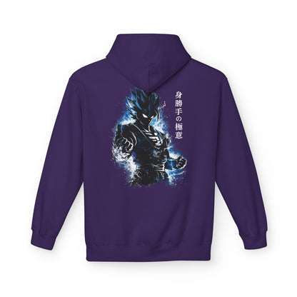 Anime Aura Warrior Hoodie | Fiery Mouth Front & Blue Energy Back