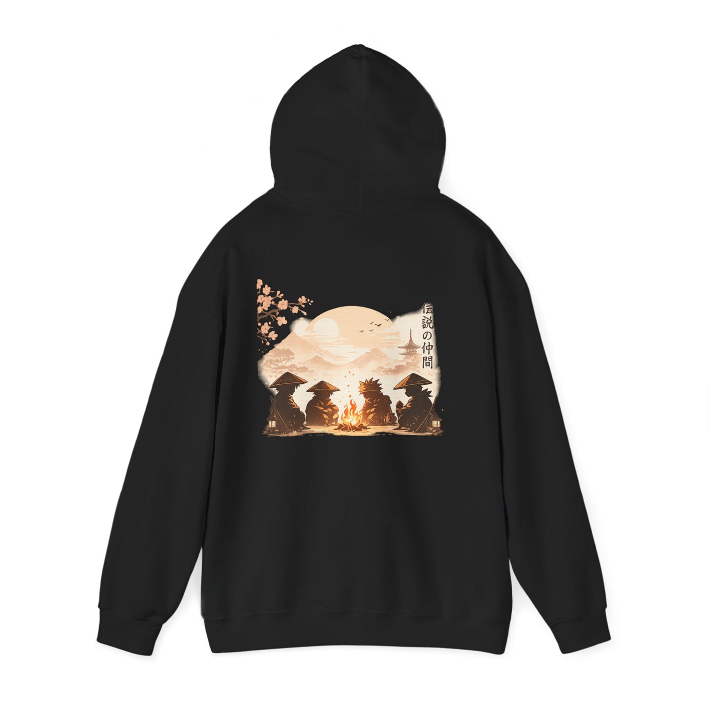 Hoodie | Samurai Campfire Illustration Japanese Kanji Backprint