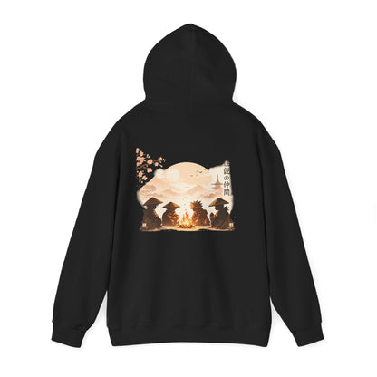 Hoodie | Samurai Campfire Illustration Japanese Kanji Backprint