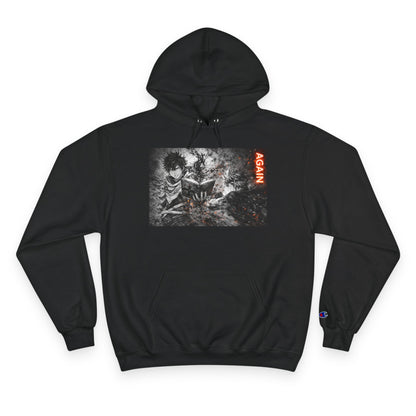 Again - Anime Inspired Champion Hoodie - Minimalist Manga Fighting Art - Unbothered Strength Design