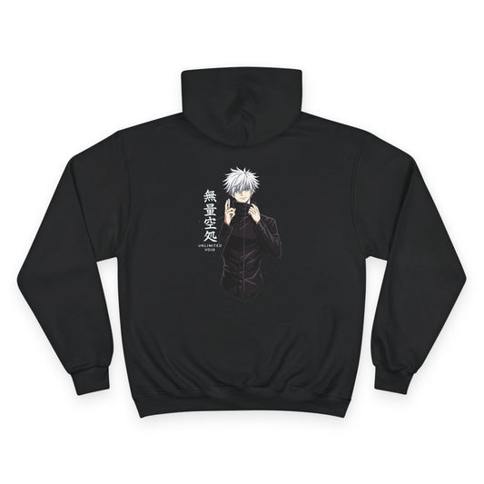 Anime Character Hoodie — Minimal White Champion-Style Sweatshirt