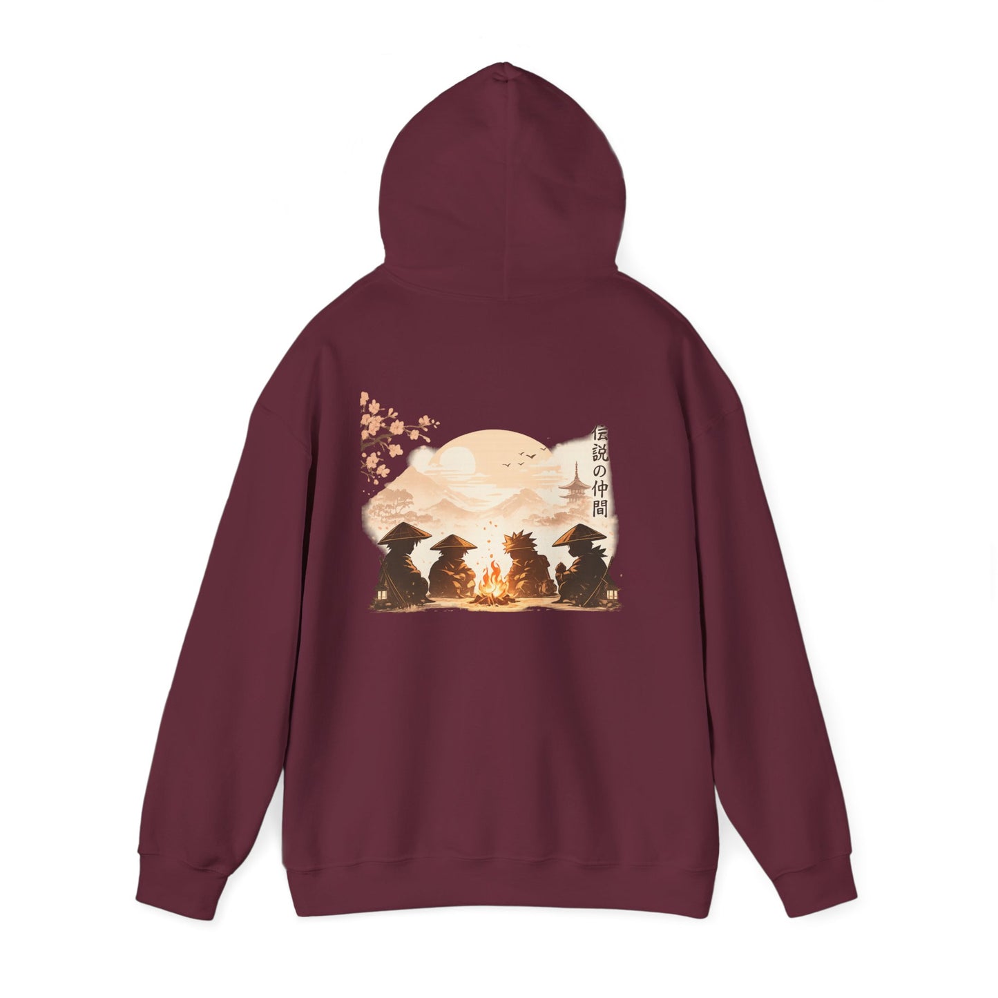 Hoodie | Samurai Campfire Illustration Japanese Kanji Backprint