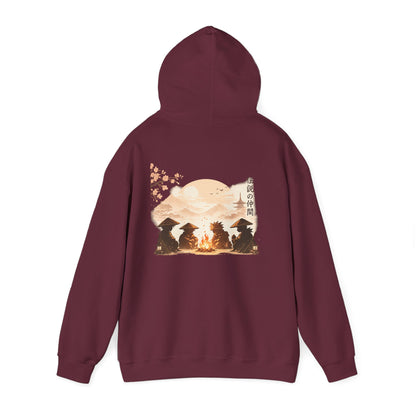 Hoodie | Samurai Campfire Illustration Japanese Kanji Backprint