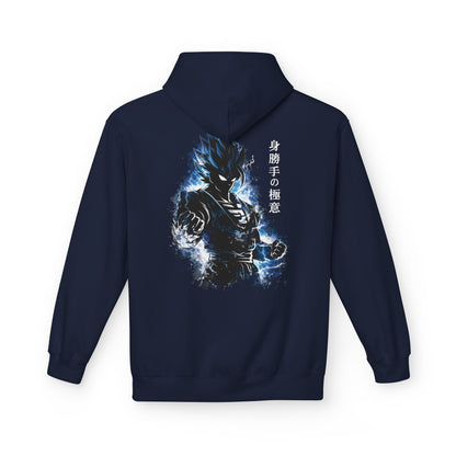 Anime Aura Warrior Hoodie | Fiery Mouth Front & Blue Energy Back