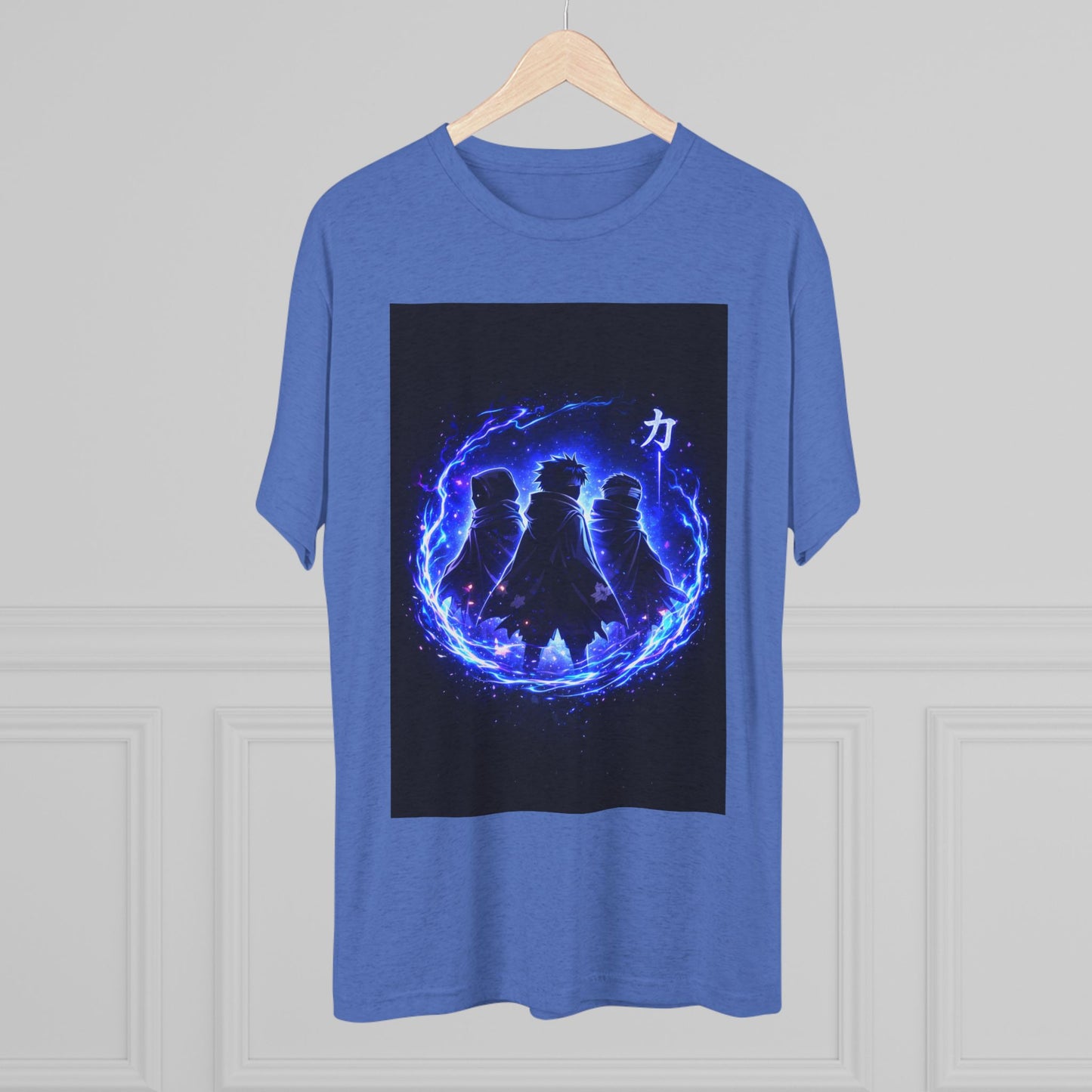 Anime Silhouette Crew Tee — Blue Flame Shinobi Design