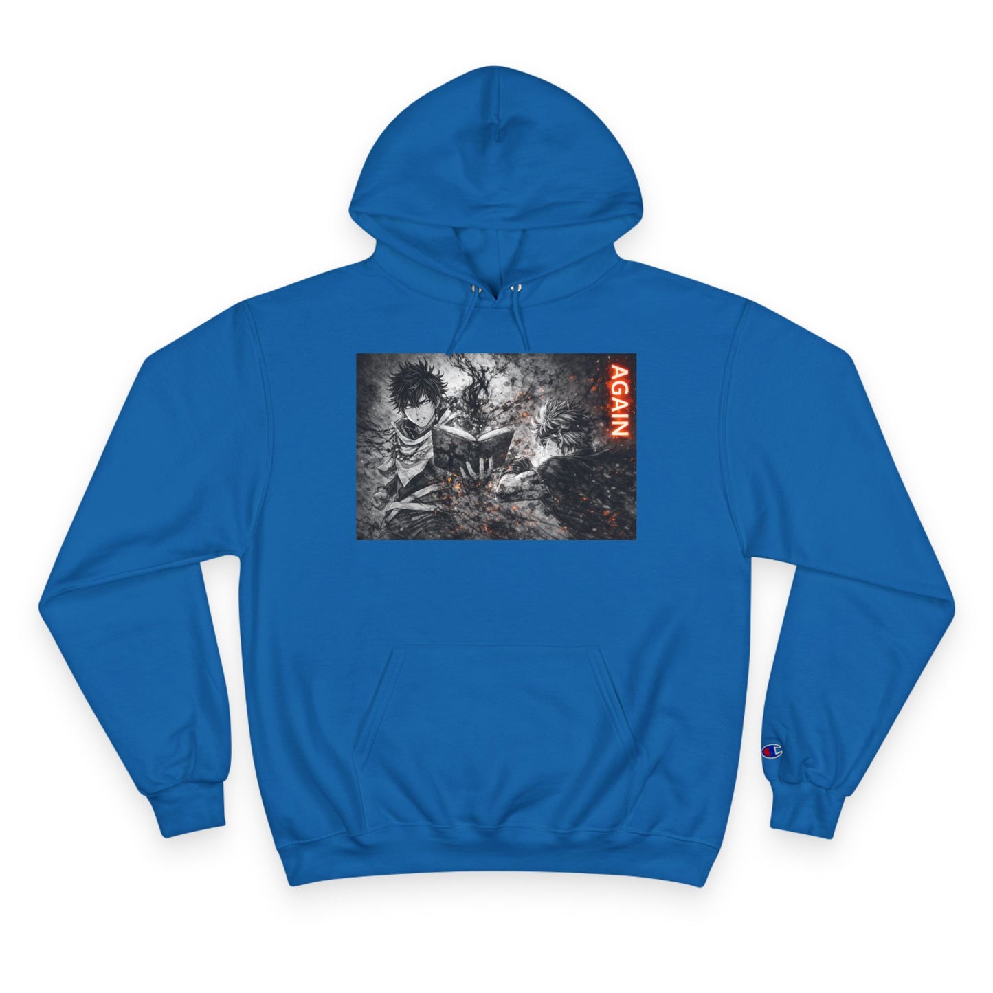 Again - Anime Inspired Champion Hoodie - Minimalist Manga Fighting Art - Unbothered Strength Design