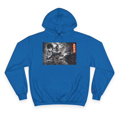 Again - Anime Inspired Champion Hoodie - Minimalist Manga Fighting Art - Unbothered Strength Design