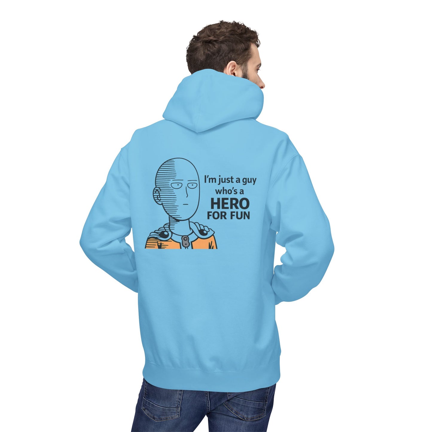 Hero Emblem Hoodie — Chibi Hero Mid-Punch Minimalist Anime Design