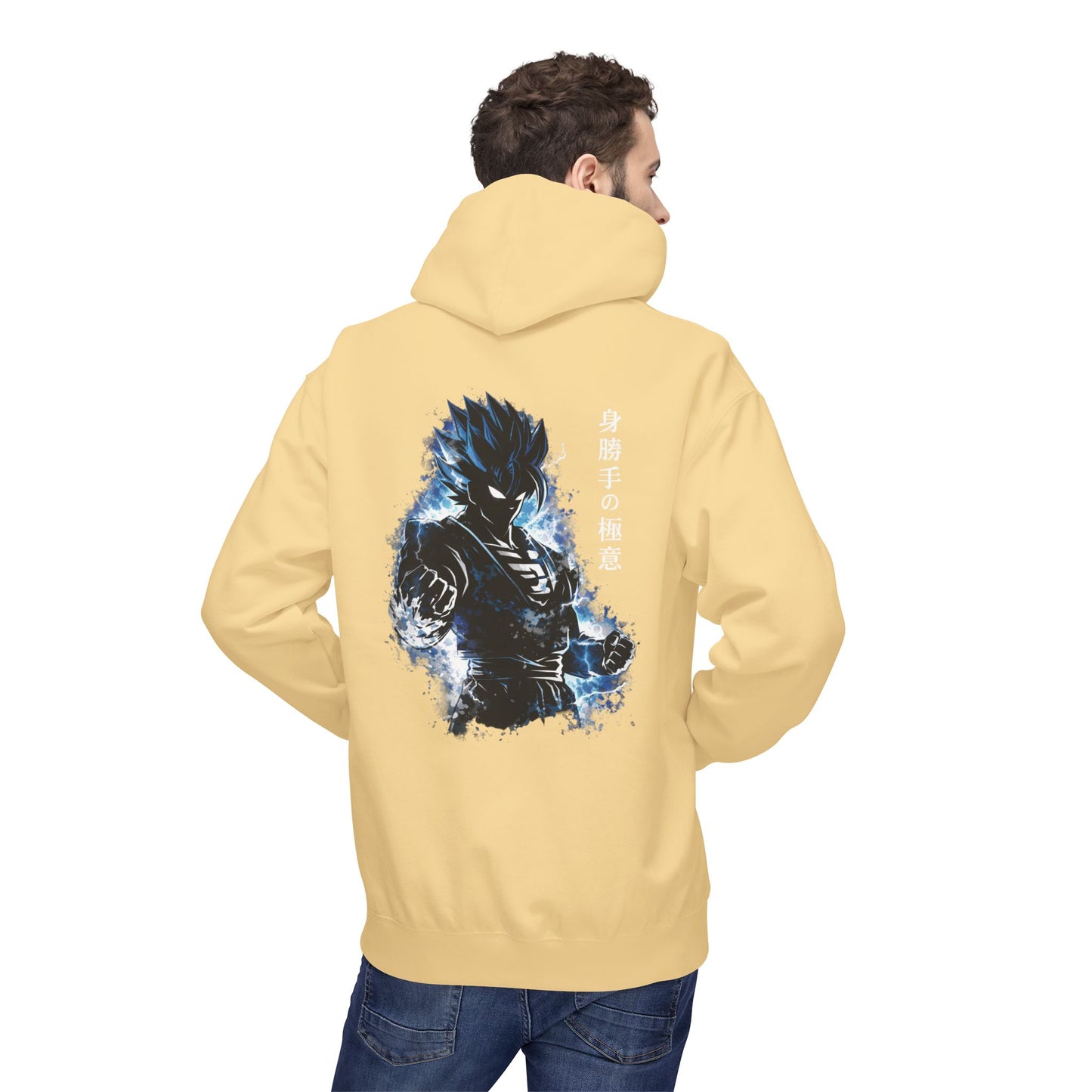 Anime Aura Warrior Hoodie | Fiery Mouth Front & Blue Energy Back