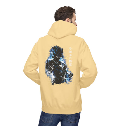 Anime Aura Warrior Hoodie | Fiery Mouth Front & Blue Energy Back