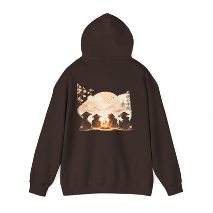 Hoodie | Samurai Campfire Illustration Japanese Kanji Backprint