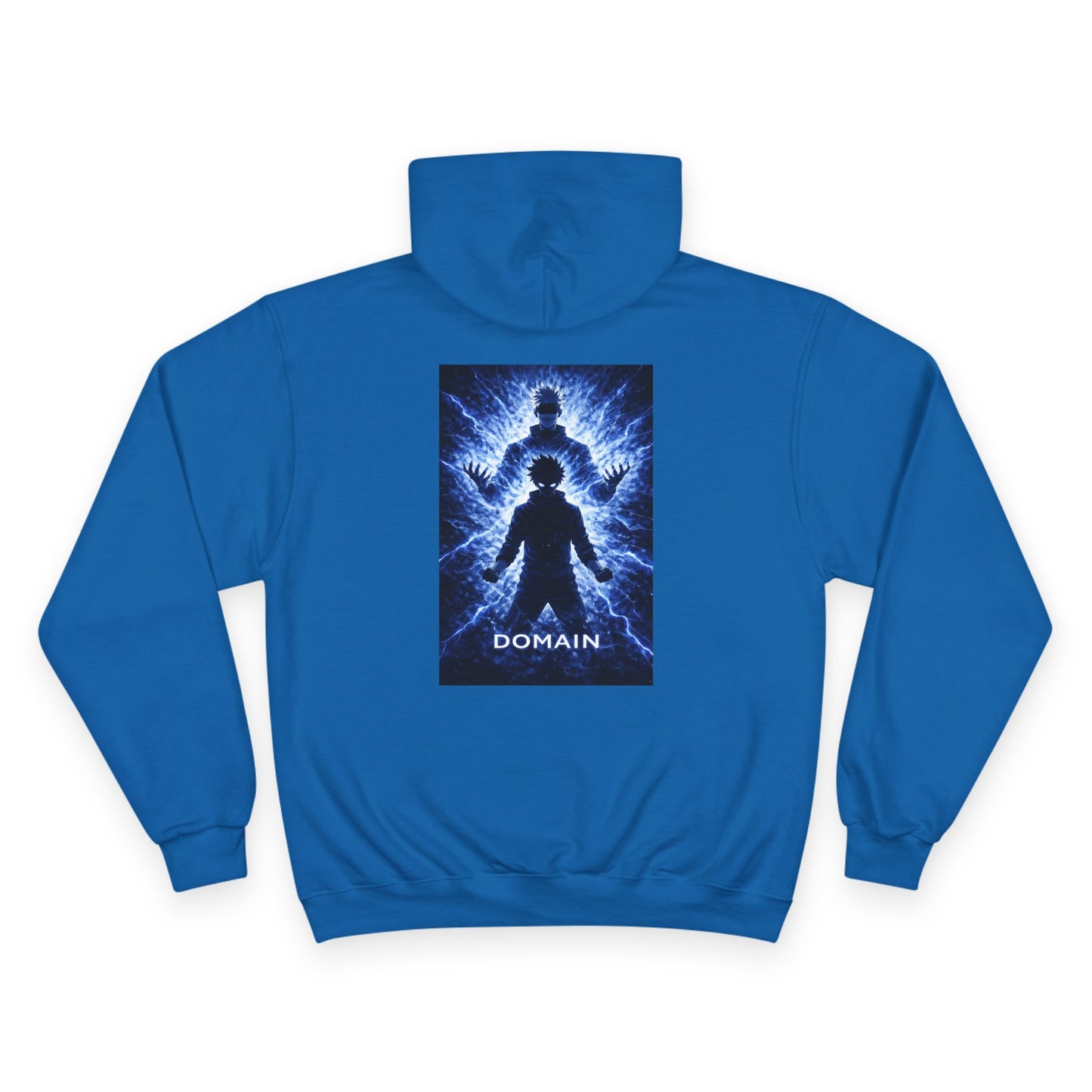 Domain blue silhouette lightning design Hoodie | back print