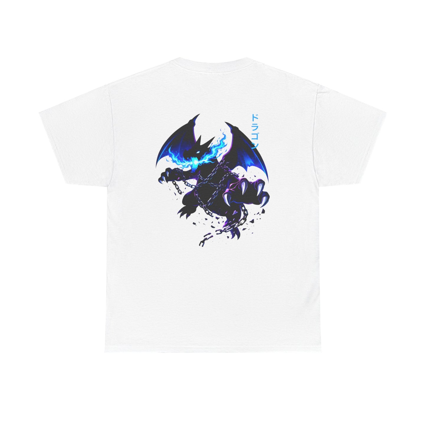 Dragon Graphic Tee — Blue Flame Kaiju Back Print T-Shirt