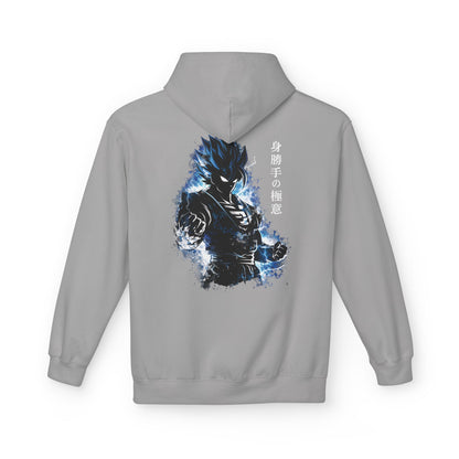 Anime Aura Warrior Hoodie | Fiery Mouth Front & Blue Energy Back