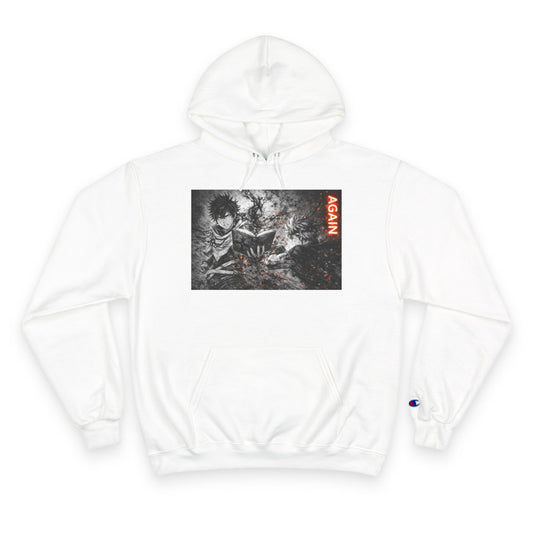 Again - Anime Inspired Champion Hoodie - Minimalist Manga Fighting Art - Unbothered Strength Design