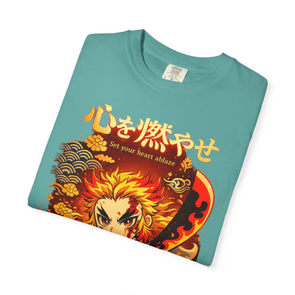 Anime Flame Warrior T-Shirt — 'Set Your Heart Ablaze' Graphic Tee