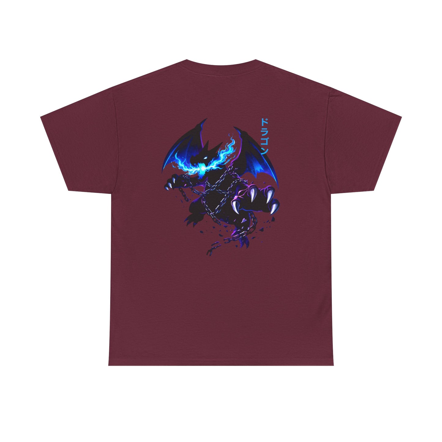 Dragon Graphic Tee — Blue Flame Kaiju Back Print T-Shirt