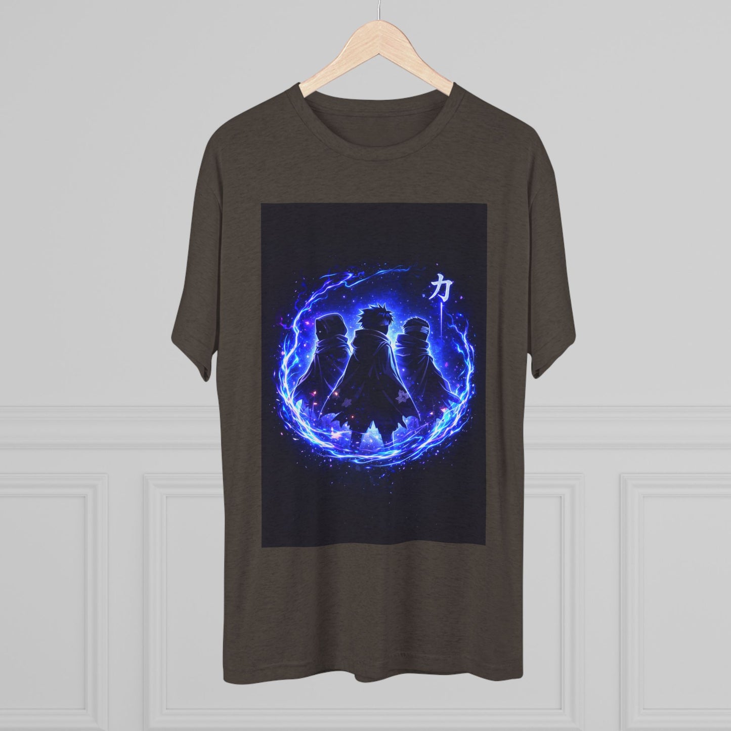 Anime Silhouette Crew Tee — Blue Flame Shinobi Design