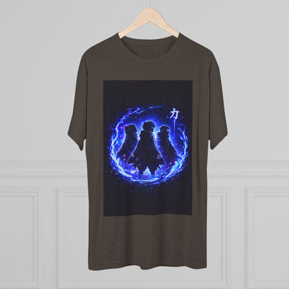 Anime Silhouette Crew Tee — Blue Flame Shinobi Design