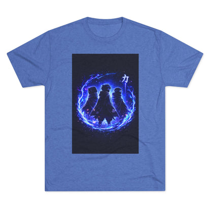 Anime Silhouette Crew Tee — Blue Flame Shinobi Design