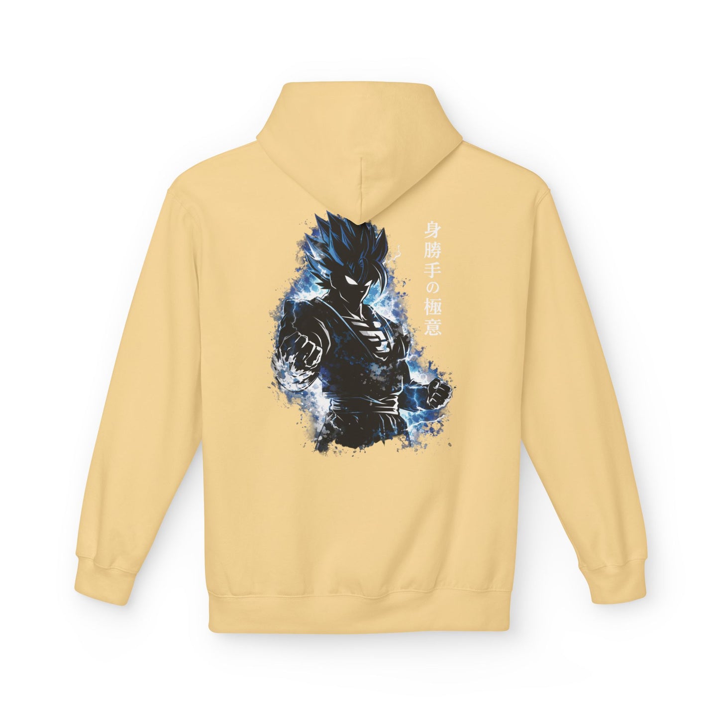 Anime Aura Warrior Hoodie | Fiery Mouth Front & Blue Energy Back