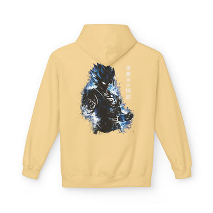 Anime Aura Warrior Hoodie | Fiery Mouth Front & Blue Energy Back