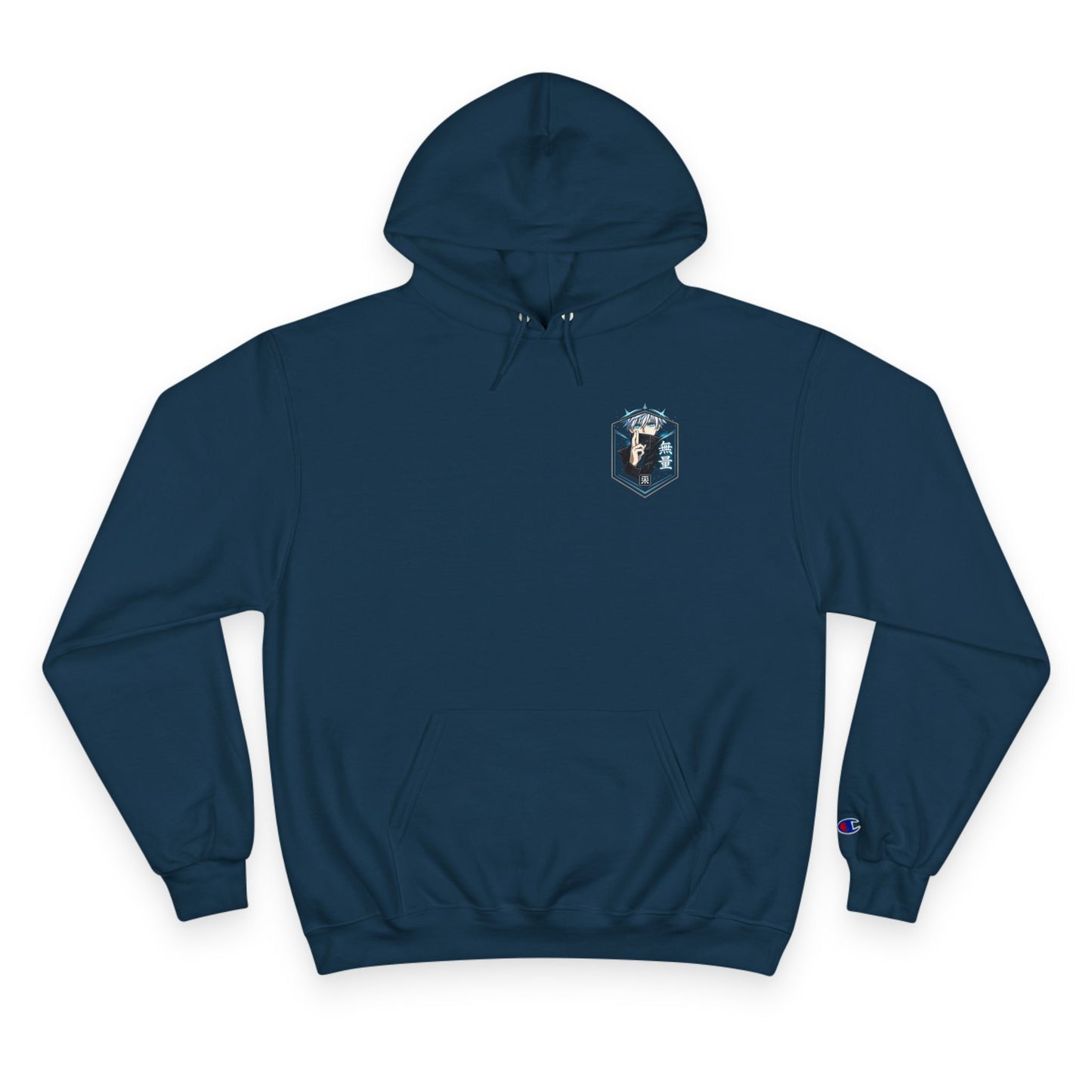 Anime Character Hoodie — Minimal White Champion-Style Sweatshirt