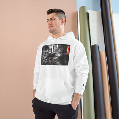 Again - Anime Inspired Champion Hoodie - Minimalist Manga Fighting Art - Unbothered Strength Design