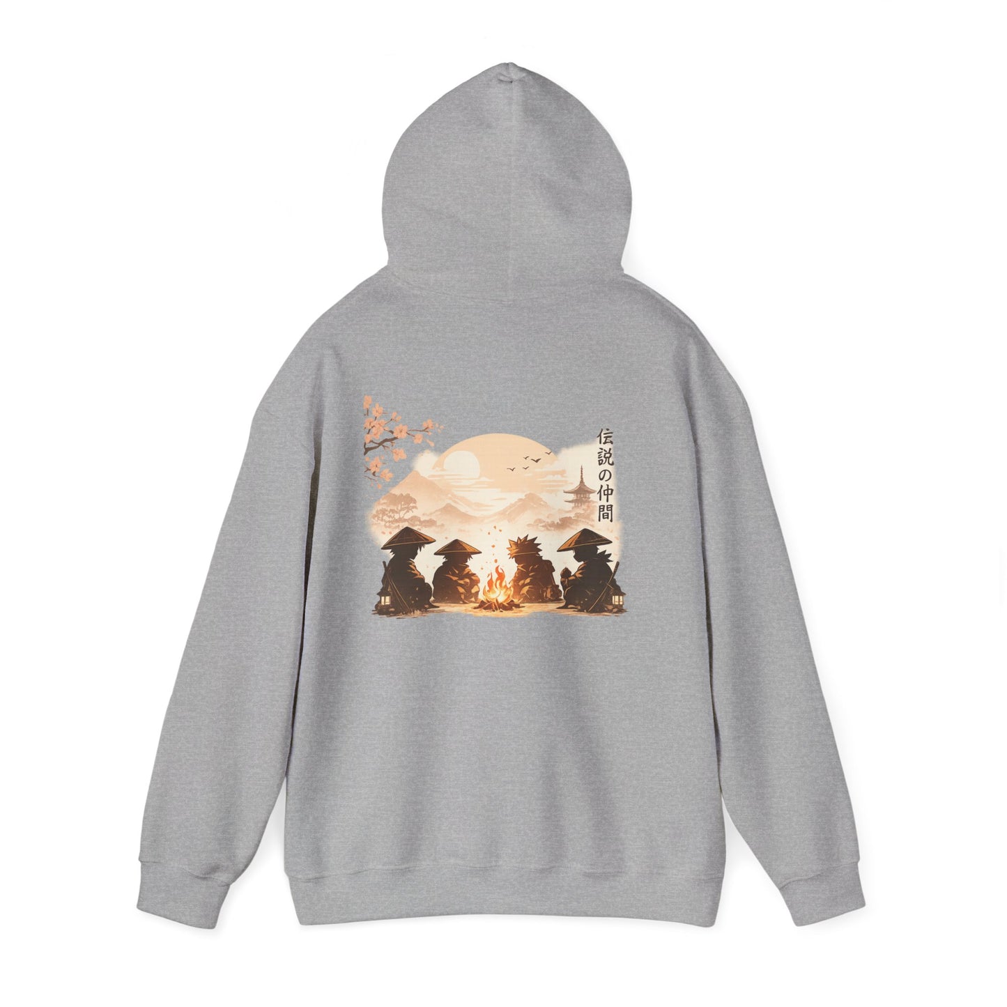 Hoodie | Samurai Campfire Illustration Japanese Kanji Backprint