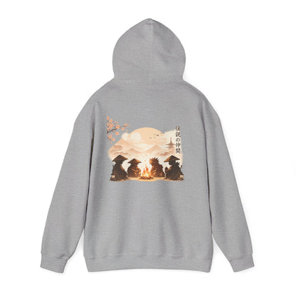 Hoodie | Samurai Campfire Illustration Japanese Kanji Backprint