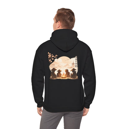 Hoodie | Samurai Campfire Illustration Japanese Kanji Backprint
