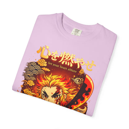 Anime Flame Warrior T-Shirt — 'Set Your Heart Ablaze' Graphic Tee