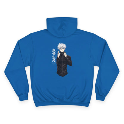 Anime Character Hoodie — Minimal White Champion-Style Sweatshirt