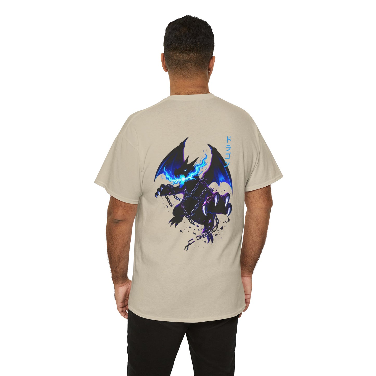 Dragon Graphic Tee — Blue Flame Kaiju Back Print T-Shirt