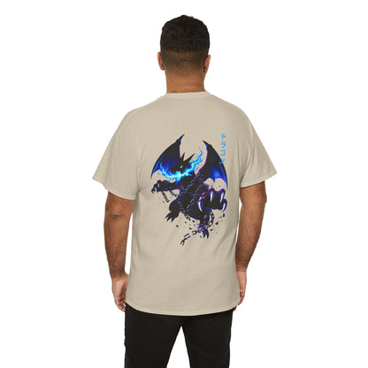 Dragon Graphic Tee — Blue Flame Kaiju Back Print T-Shirt