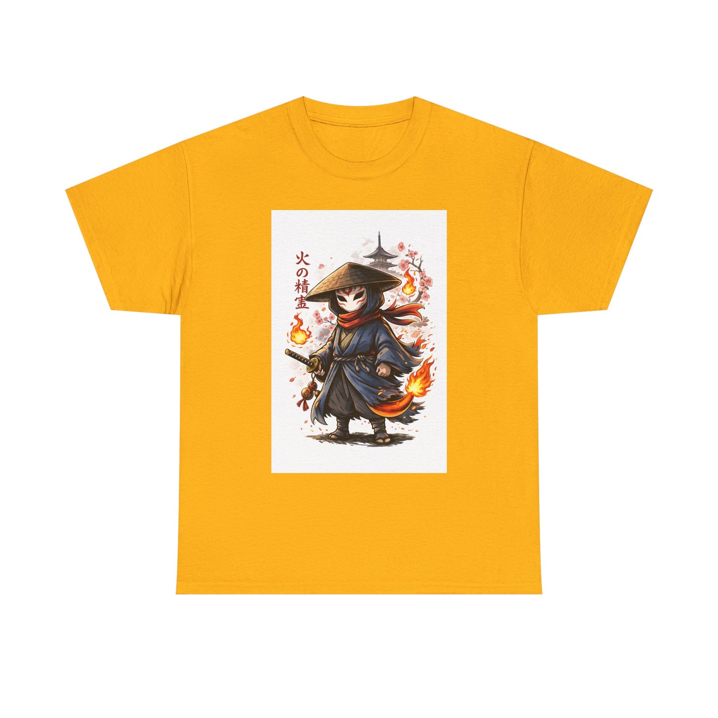 Fire Spirit Samurai T-Shirt — Cute Chibi Oni Warrior Tee