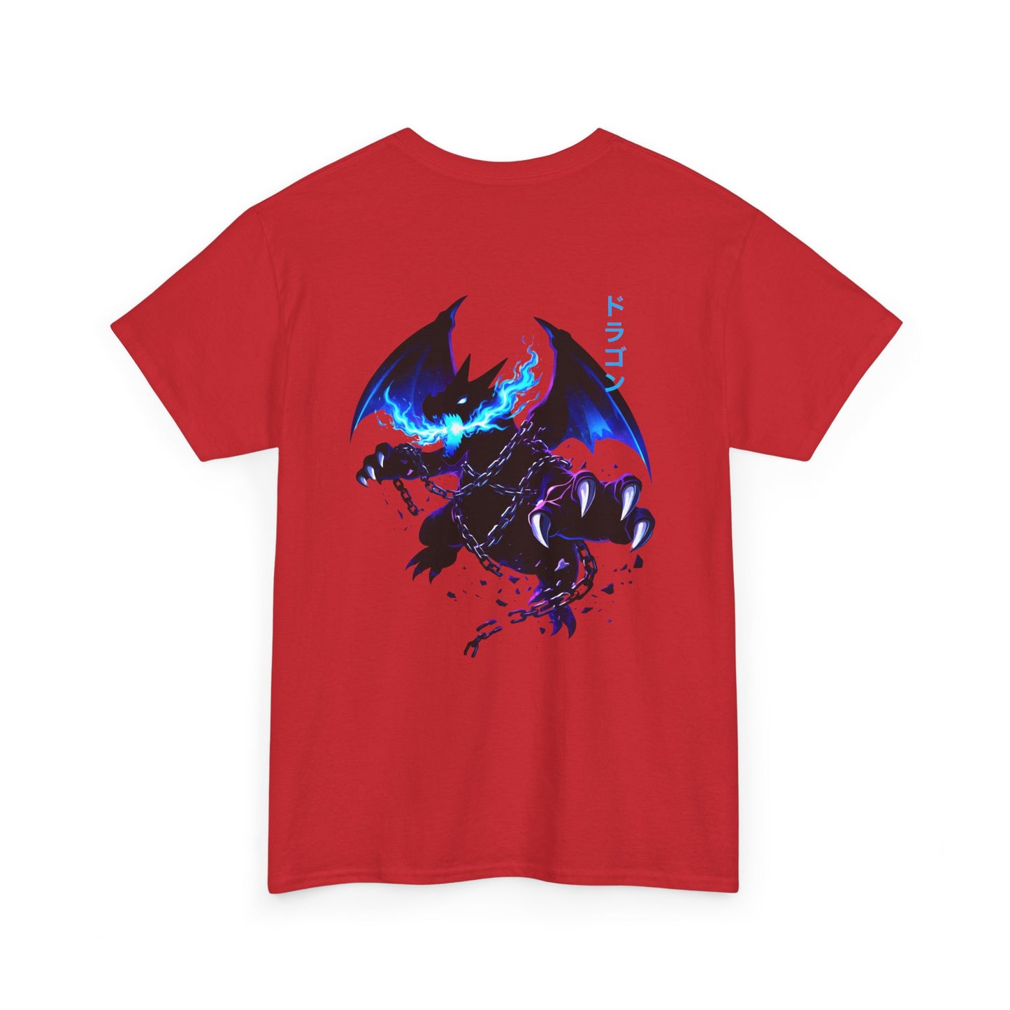Dragon Graphic Tee — Blue Flame Kaiju Back Print T-Shirt