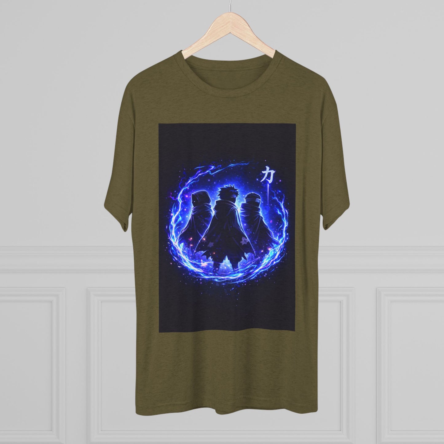 Anime Silhouette Crew Tee — Blue Flame Shinobi Design