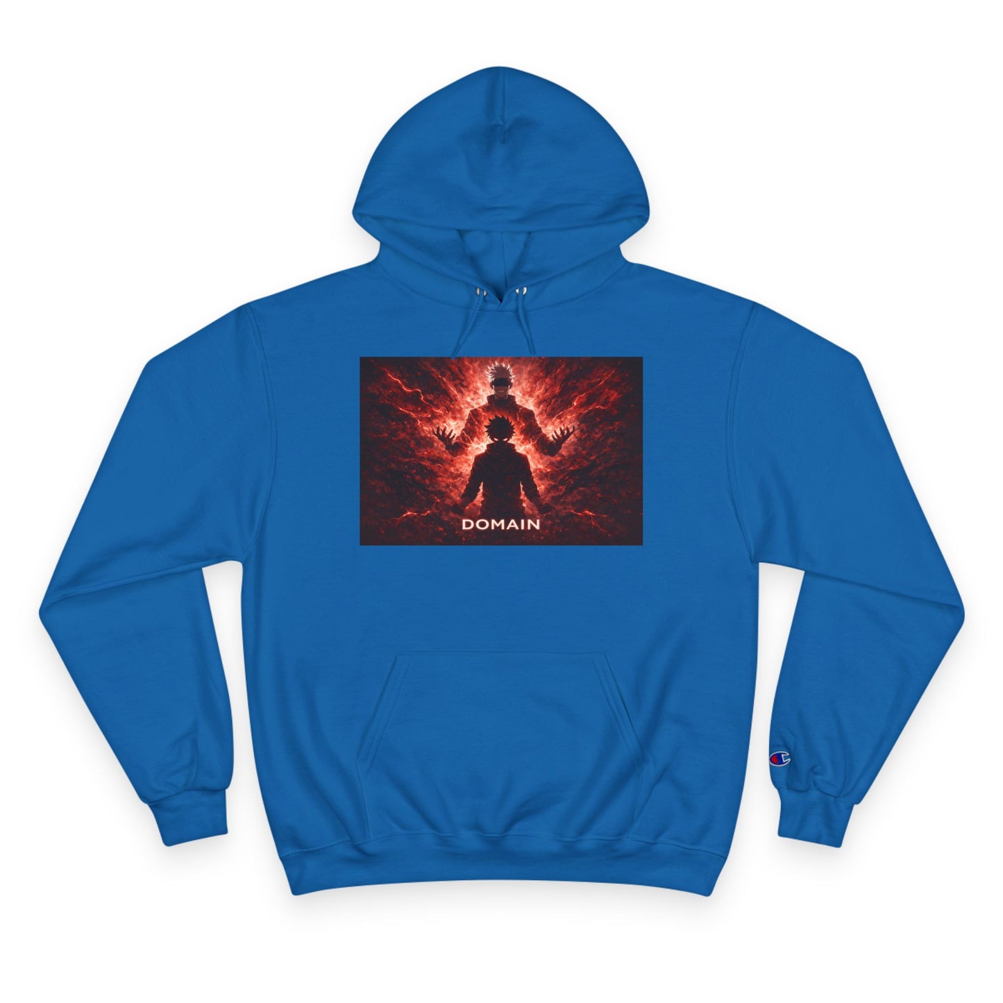 Domain Graphic Hoodie — Red Nebula Silhouette Champion Hoodie