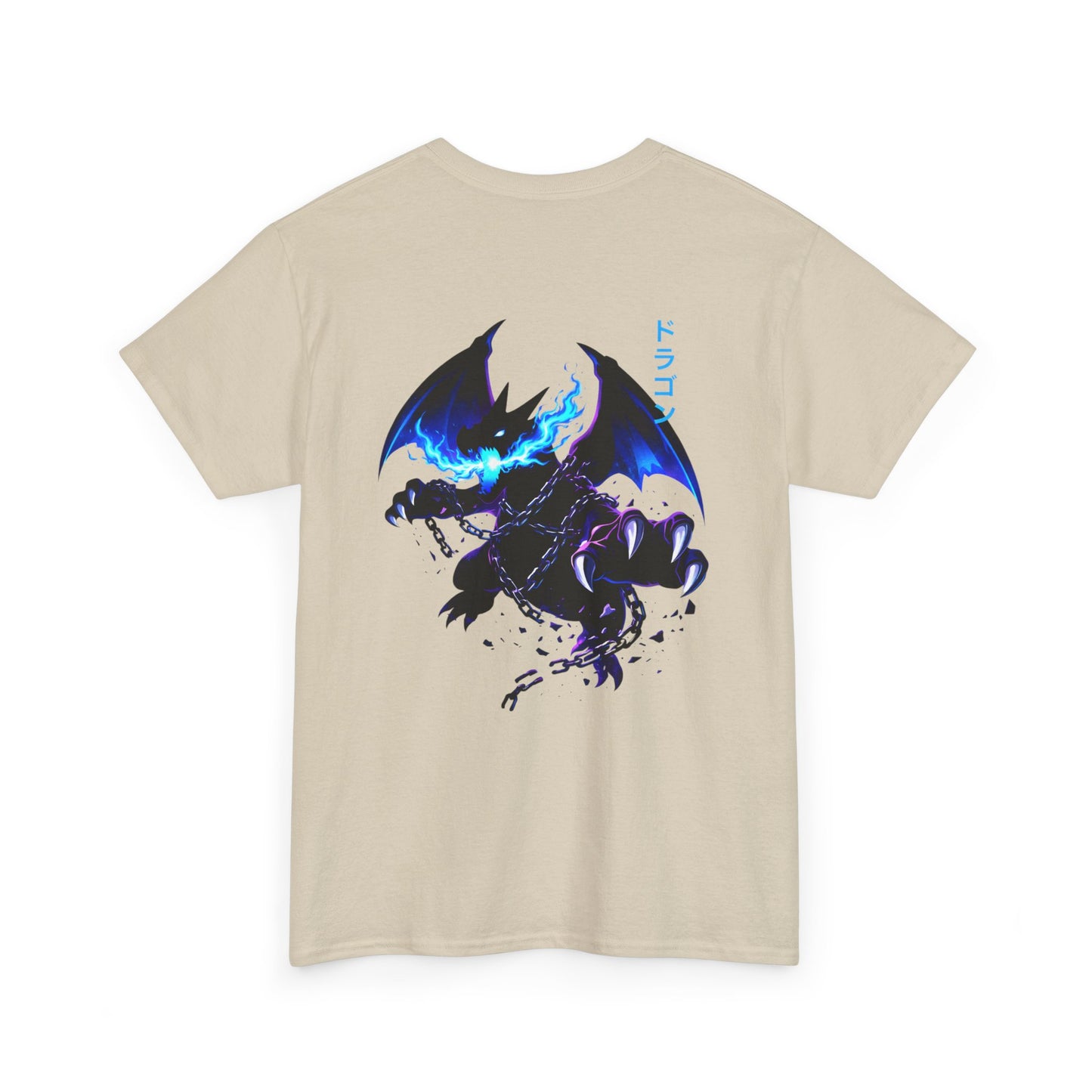 Dragon Graphic Tee — Blue Flame Kaiju Back Print T-Shirt