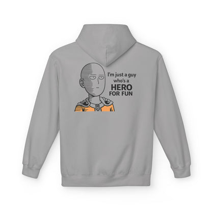 Hero Emblem Hoodie — Chibi Hero Mid-Punch Minimalist Anime Design