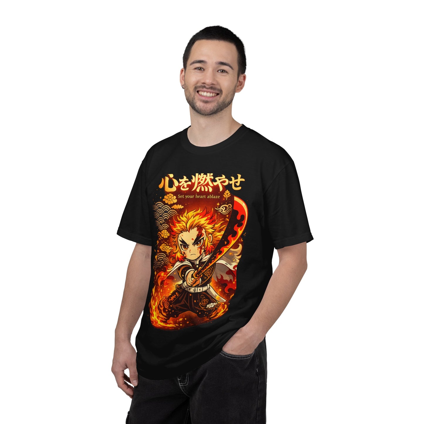 Anime Flame Warrior T-Shirt — 'Set Your Heart Ablaze' Graphic Tee